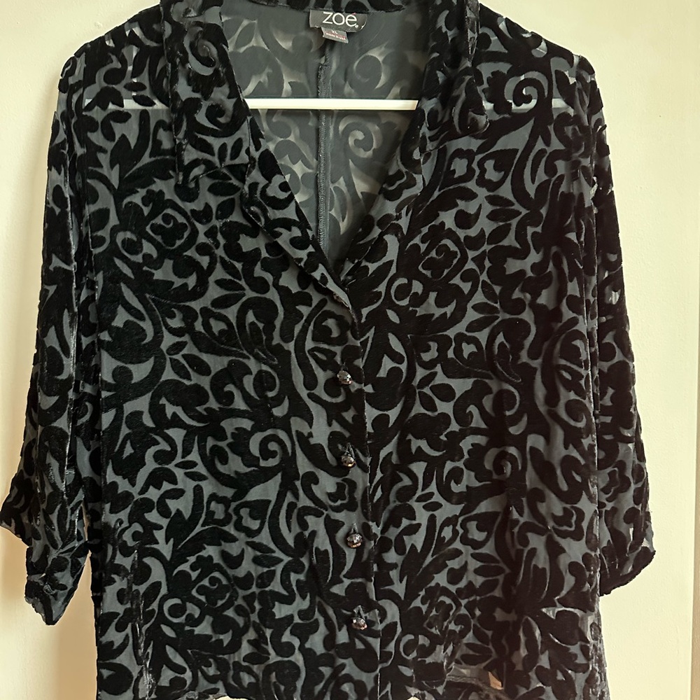 Vintage sheer floral 3/4 sleeve top